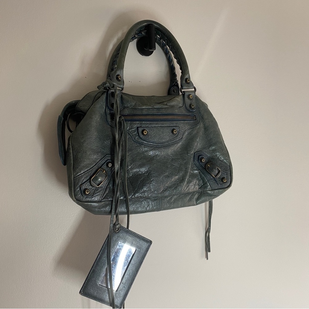 Vintage Balenciaga City Mini green teal leather handbag - Picture 5 of 14